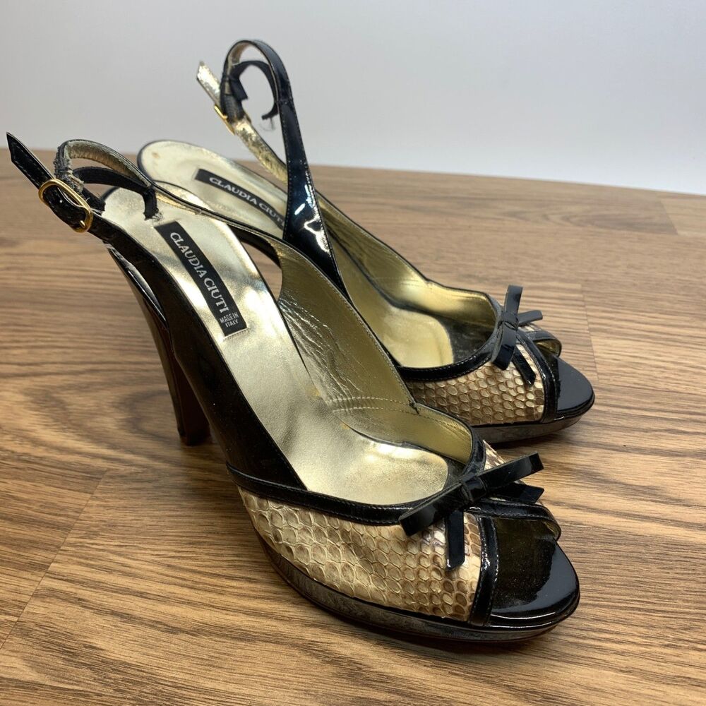 Claudia‎ Ciuti Strappy Heels Women's 8.5M Leather Pumps Glam Chic Italy